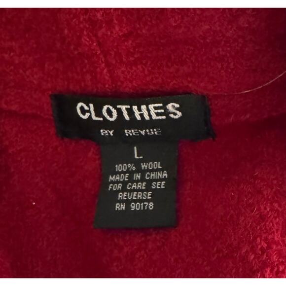 Red Cropped Layered Wool Jacket L Winter Holiday Cozy Layer Classic Versatile - Picture 2 of 5